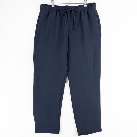 Talbots Women’s Pull On Eastport Pants size Large Navy Blue Straight Leg Stretch - Picture 1 of 10